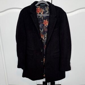 Paisley & Gray Black Men's Trench Coat with Floral Lining